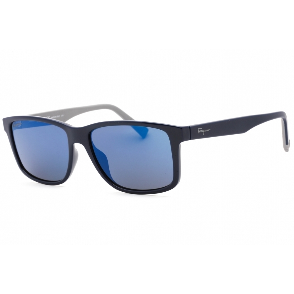 NWT Salvatore Ferragamo SF938S Blue Gray Rectangle 57mm Sunglasses